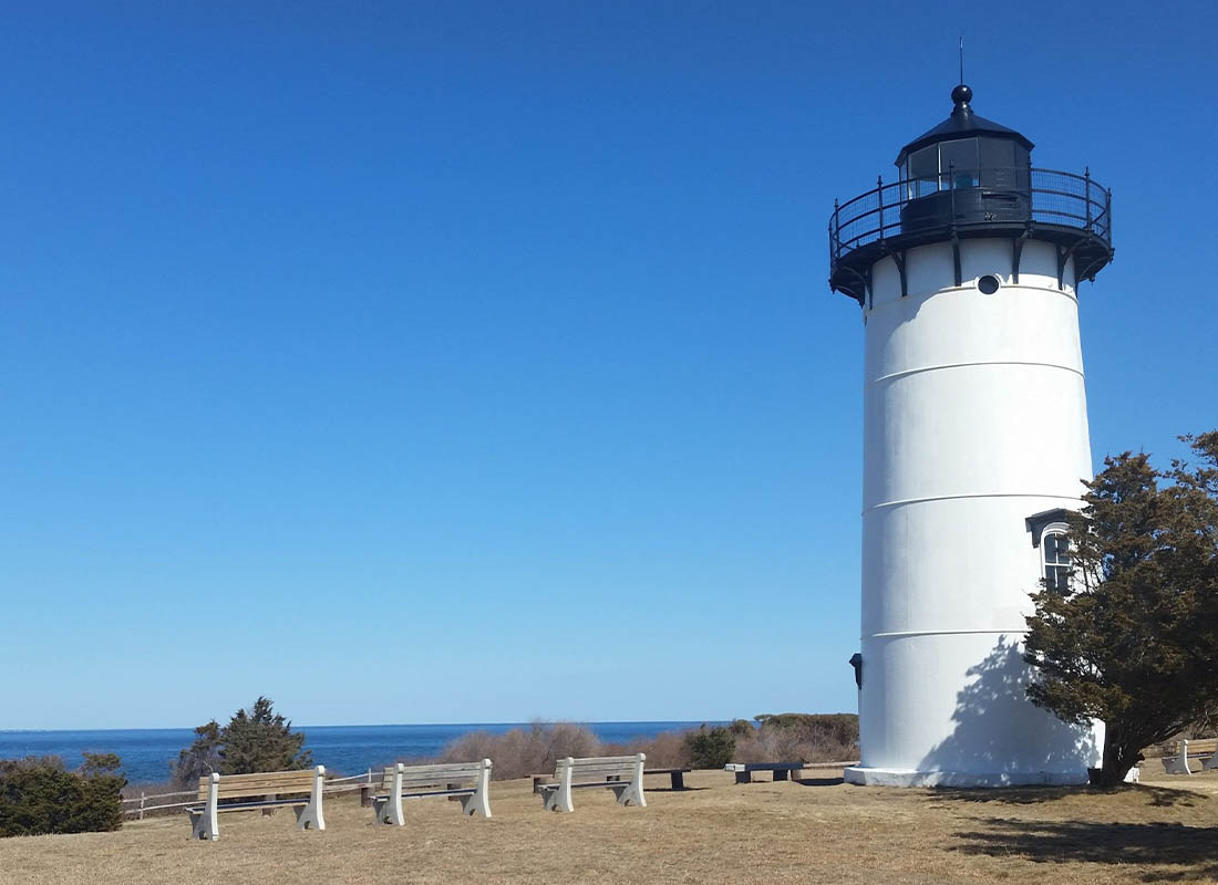 Local Martha’s Vineyard Antiques - East Chop Lighthouse in Marthas Vineyard, Massachusetts on a Sunny Day